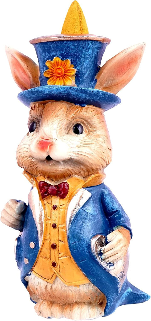 Alice in Wonderland Rabbit Backflow Incense Burner | 6.25 x 2.5 Inches | Hand-Painted Cold Cast Resin Decorative