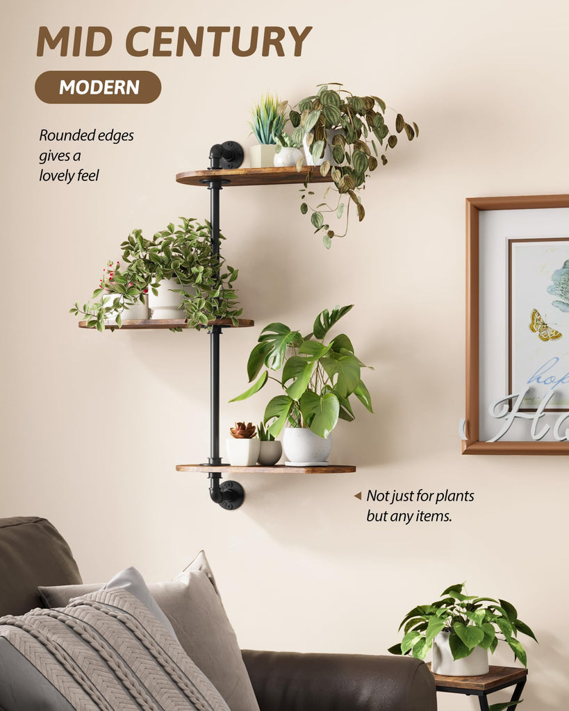 3-Tier Rotating Window Plant Shelf Wall Mounted Plant Stand