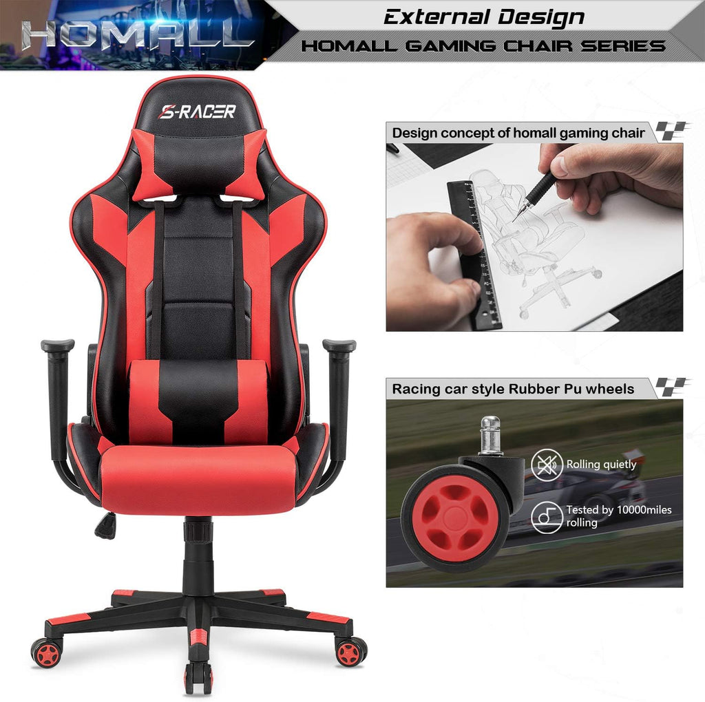 Gaming Chair, Office Chair High Back Computer Chair Leather Desk Chair Racing Executive Ergonomic Adjustable Swivel