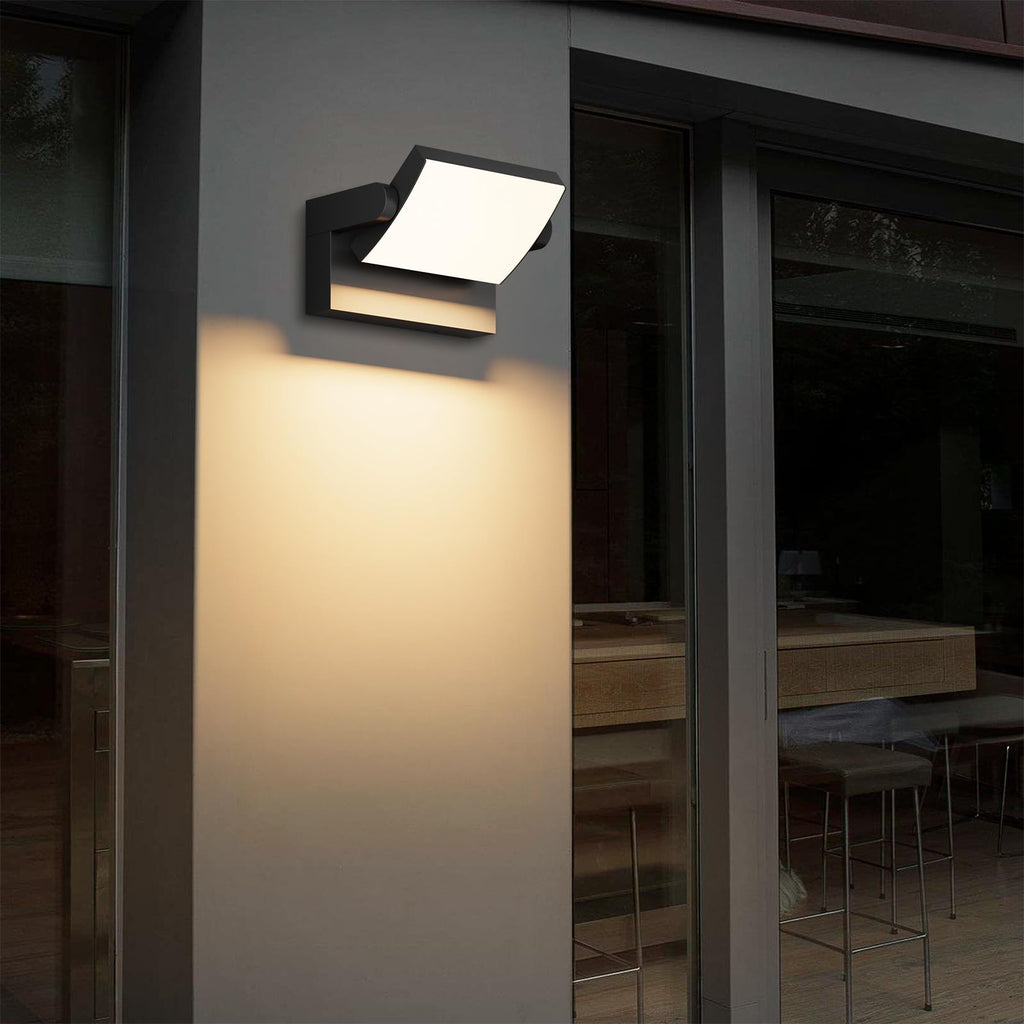 40W Modern LED Outdoor Wall Sconce, Black 3000K Exterior Porch Light