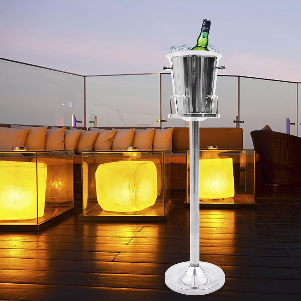 Ice Bucket with Stand, Stainless Steel Champagne Bucket Wine Cooler Ice Chiller for Cocktail Bar, Wine, Home Bar