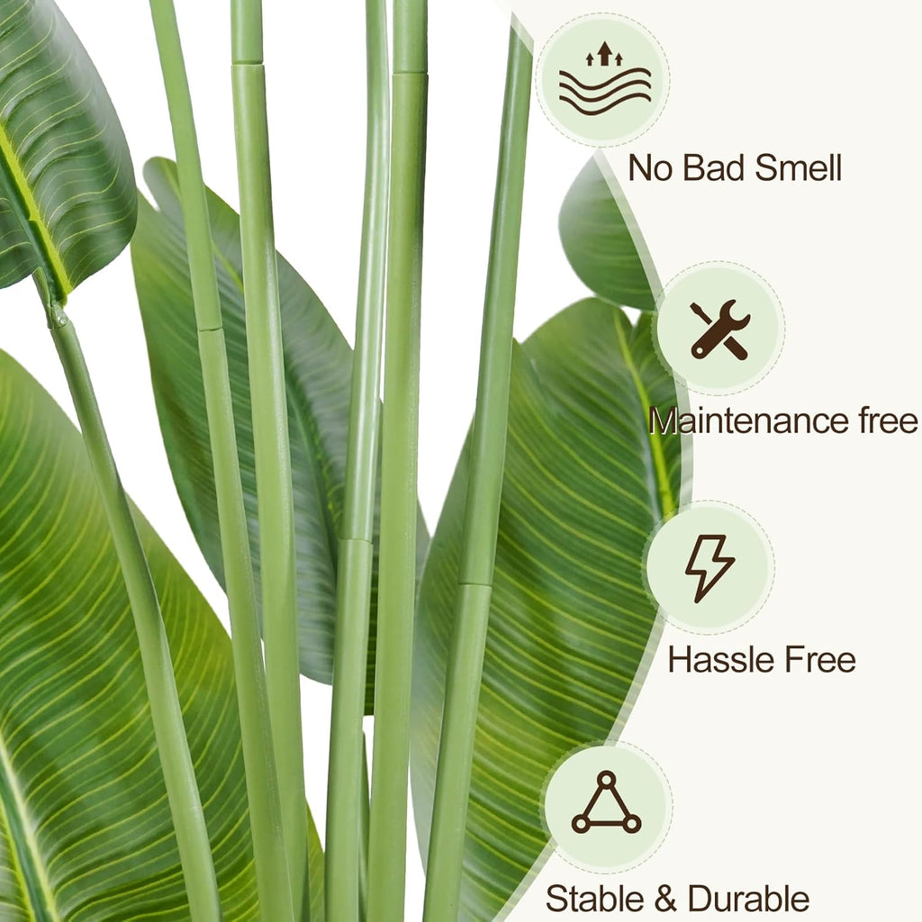 Lifelike Bird of Paradise Artificial Plant,6ft Faux Banana Leaf Tree with 13 Trunks - Perfect Indoor Silk Floor Plant