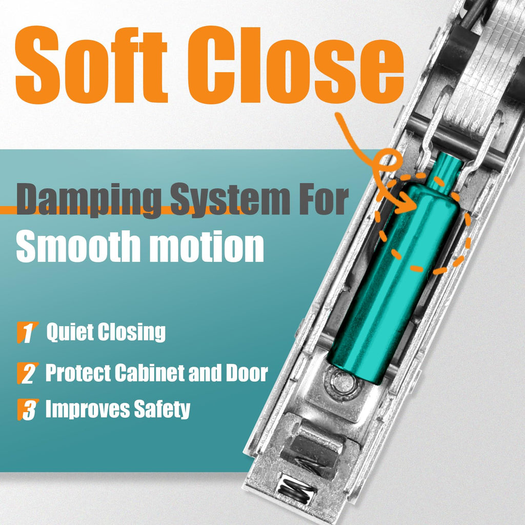 Soft Close Hinges for Frameless Cabinets, 110° Full Overlay, 10 Pack