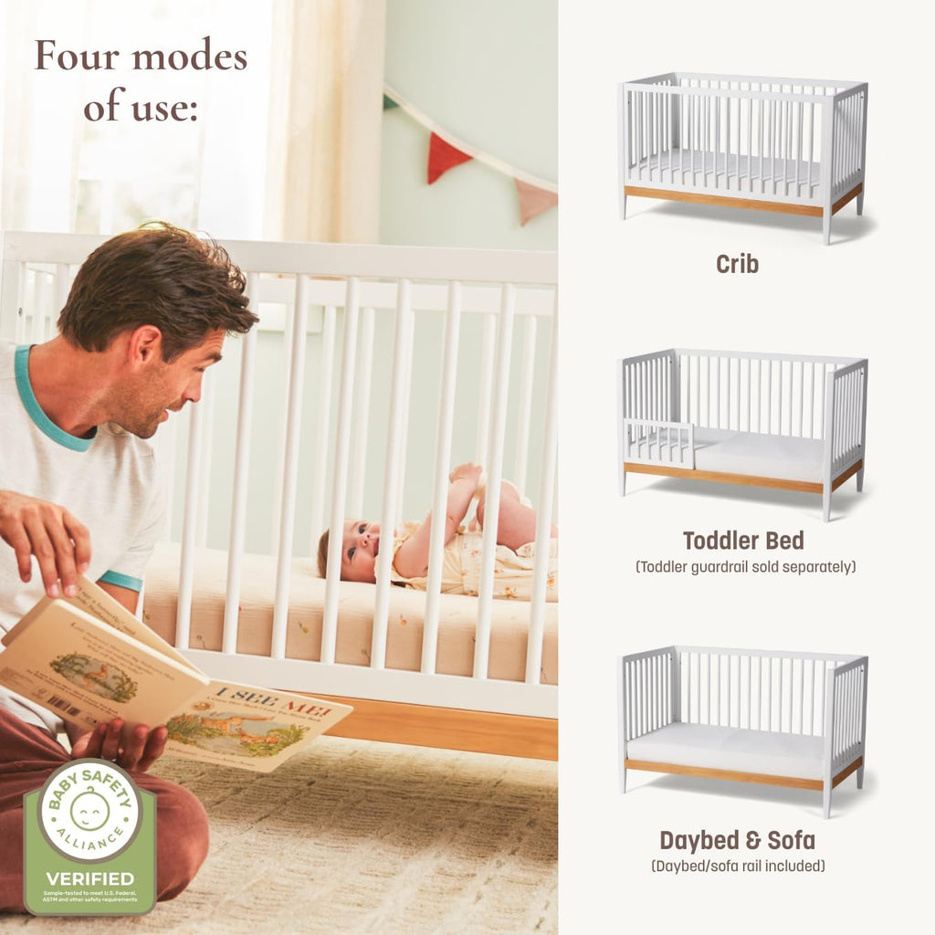 Clover 4-in-1 Convertible Baby Crib to Toddler Bed, Grove Green