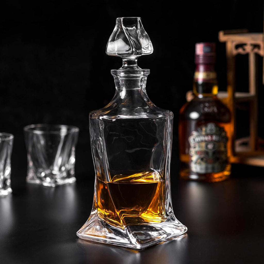 Whiskey Decanter Set Liquor Decanter with 6 Old Fashioned Glasses