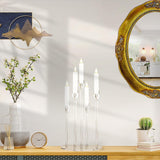 Candelabra Centerpieces for Tables 5 Arm Clear Candle Holder Fit 0.87" LED Pillar Taper Candlestick with Round