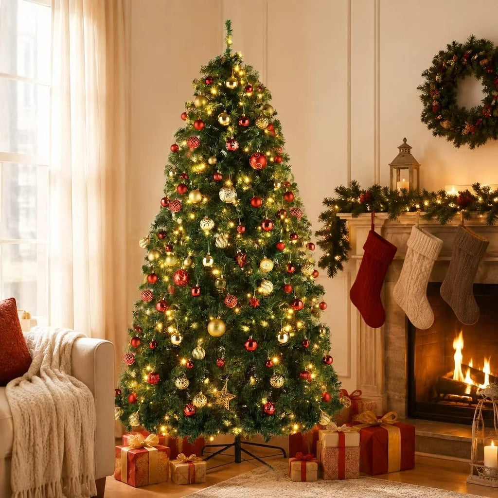 10FT Pre-Lit 1200 LED Lights 10 Modes Color Changing Christmas Pine Tree, 5090 Branches Artificial Festive Party