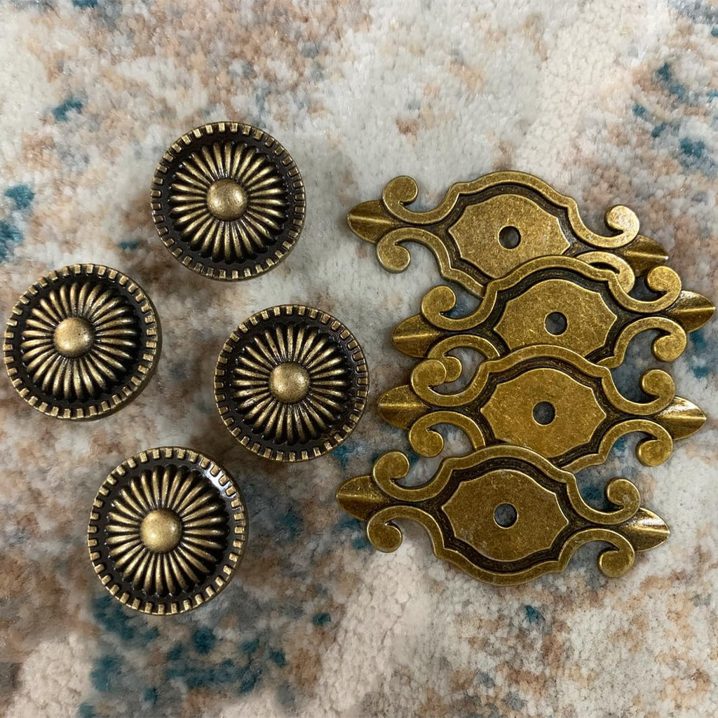 Brass Cabinet Knobs, Vintage Retro Mushroom Drawer Knobs with Backplate, Dresser Pull Handles