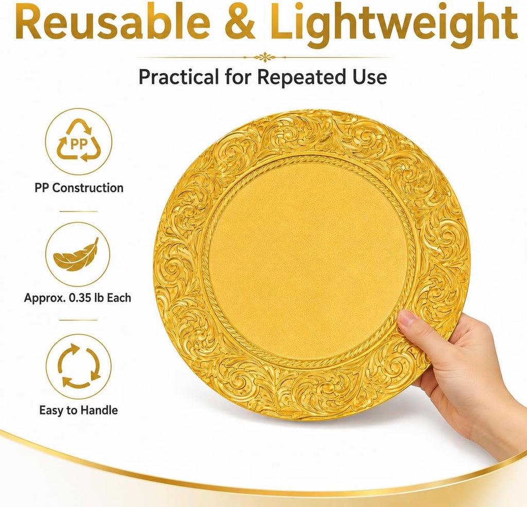 Gold Charger Plates Bulk 100 Pack 13 Inch Charger Plates - Set of 100