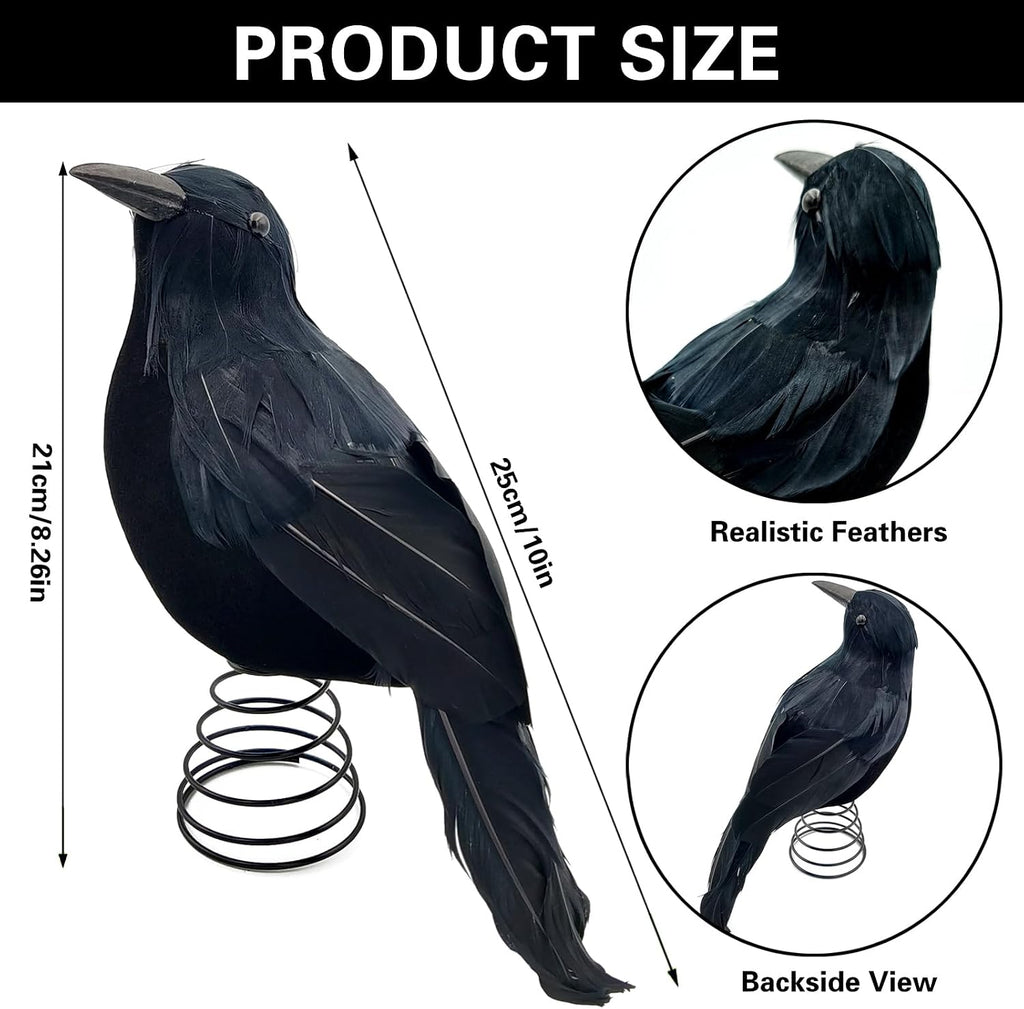 Halloween Black Crow Tree Topper Gothic Black Feathered Crow Christmas Tree Topper Raven Tree Top Ornament