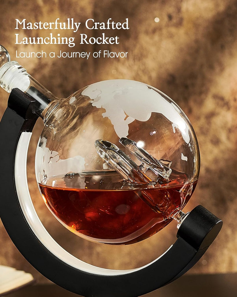 Light Up Whiskey Globe Decanter Gift Set with 2 Glasses