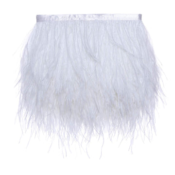 Ostrich Feather Trim Fringe for Sewing Crafts, White - 10 Yards