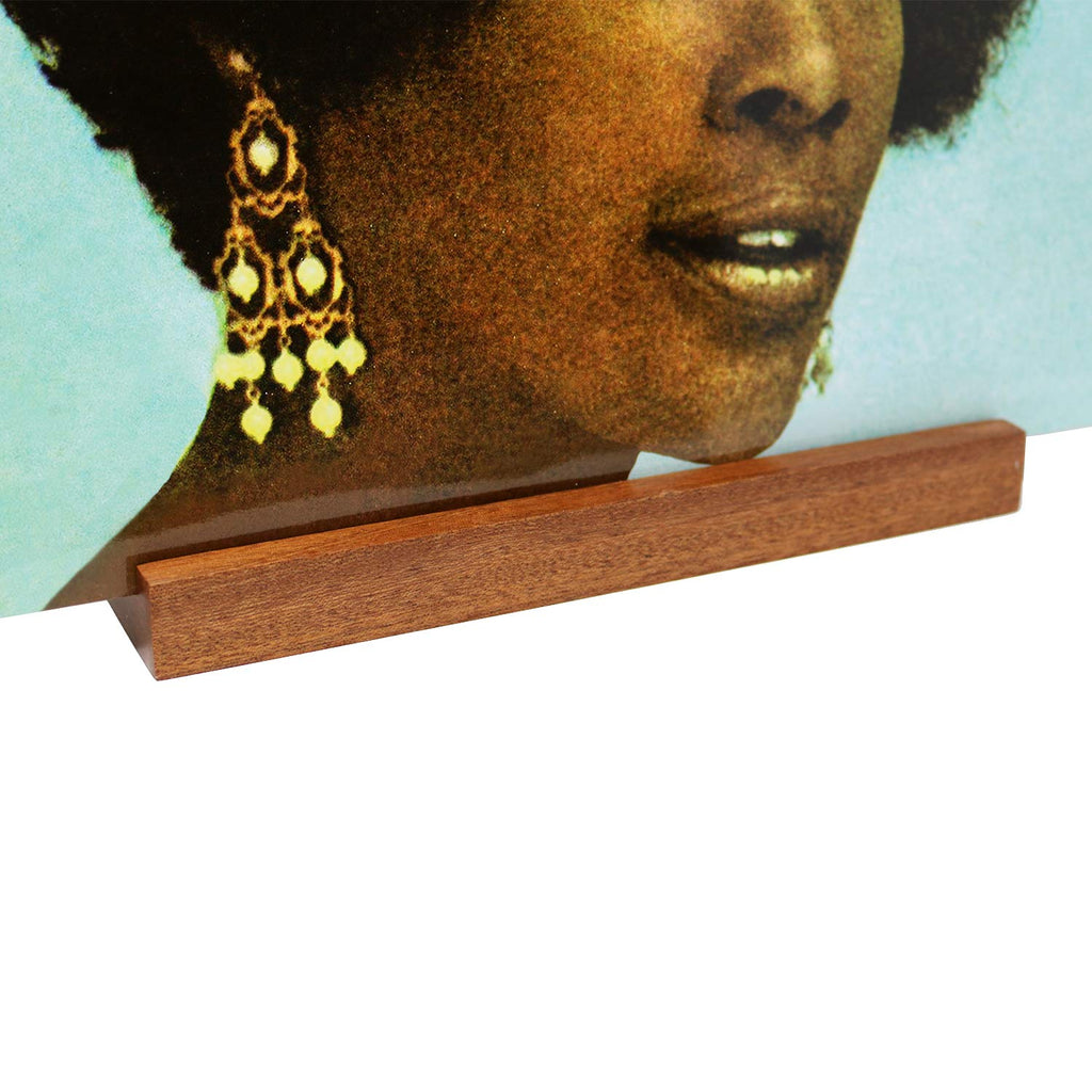 Wooden Vinyl Record Holder Stand, Now Playing Display, Sapele