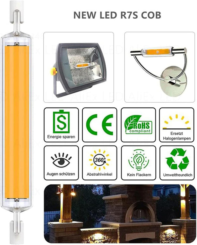 118mm R7S LED Bulbs Dimmable 20W LED COB Light J Type 118mm T3 Led Bulb Double Ended LED Lights 130W Halogen