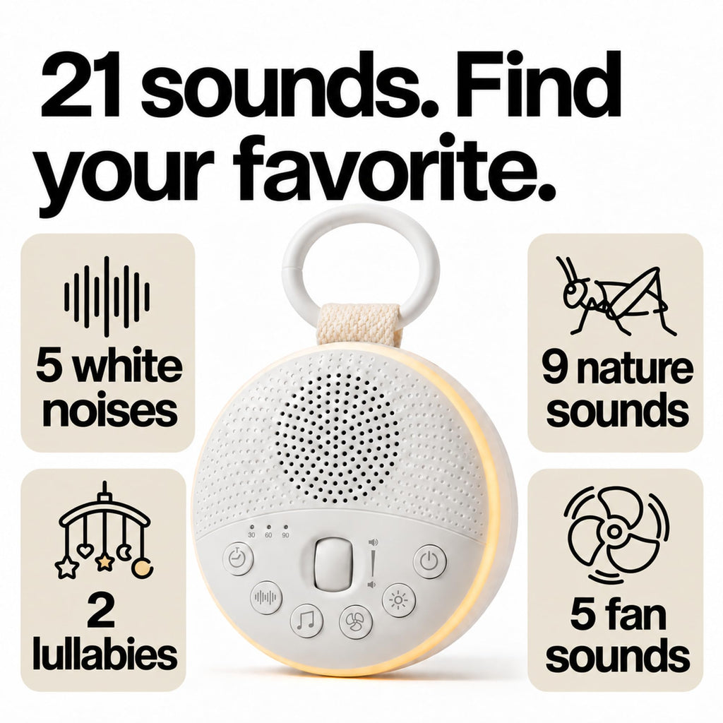 White Noise Machine for Baby & Adults with 21 Relaxing Sounds & Adjustable Night Light, Rechargeable & Portable Sleep