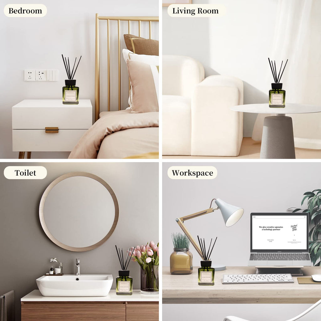 Oud & Bergamot Reed Diffuser Long-Lasting Fragrance Air Freshener Diffuser Hotel Collection Diffuser Oil 7.04 oz