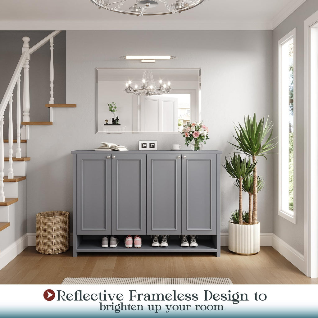Frameless Bathroom Mirror 30"x48", Beveled Bathroom Mirror
