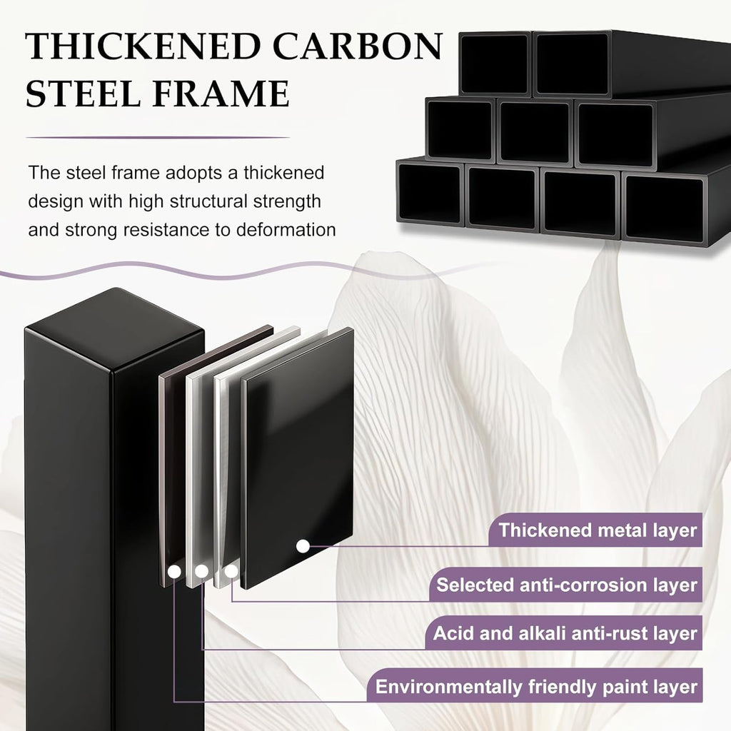 Freestanding Wall Room Divider with Shelves, Black, 55.1x9.4x78.7in