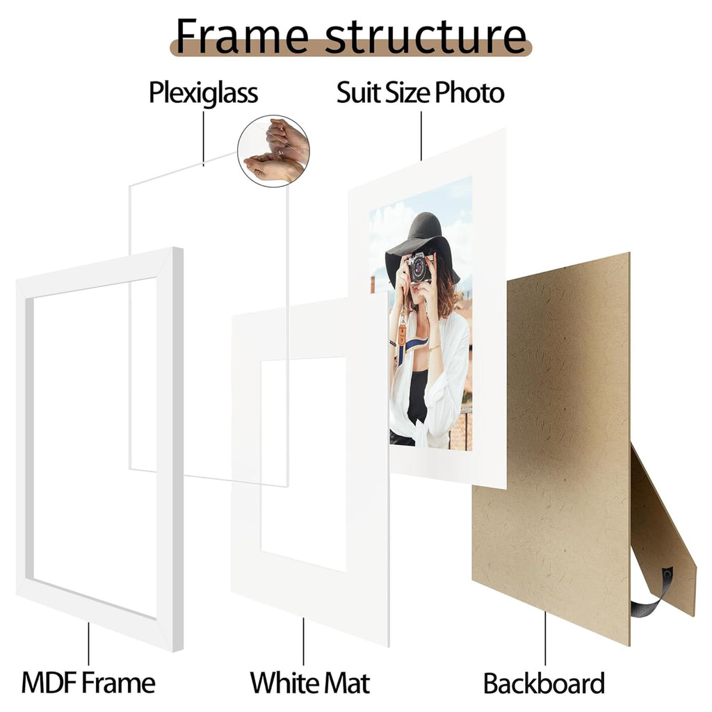 4x6 Picture Frame Set of 12, Modern Gallery Wall Frames, White