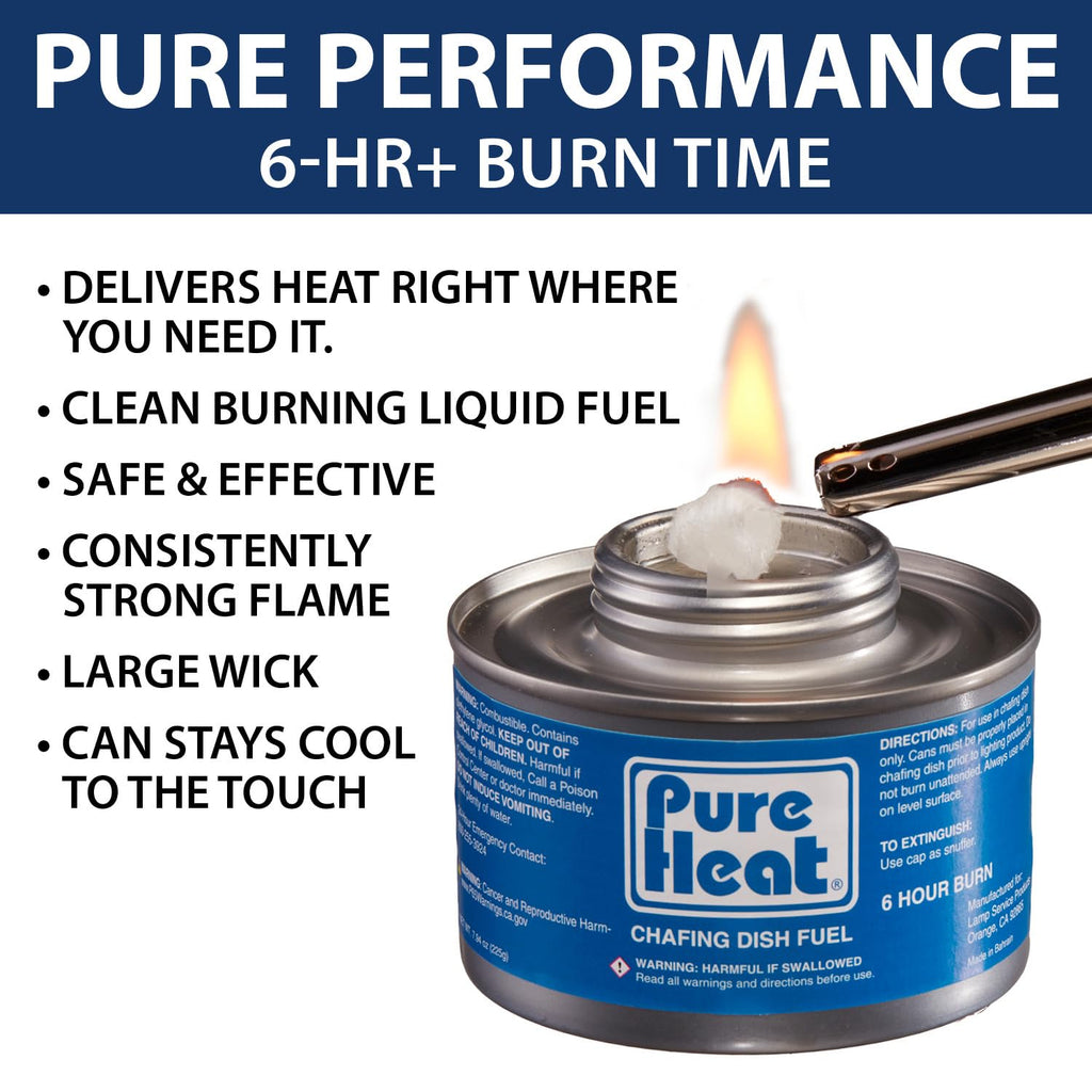 6-Hour Chafing Fuel Cans (12 Pack) - Resealable Burner Fuel - Food Warmer Cans for Chafing Dishes - Canned Heat