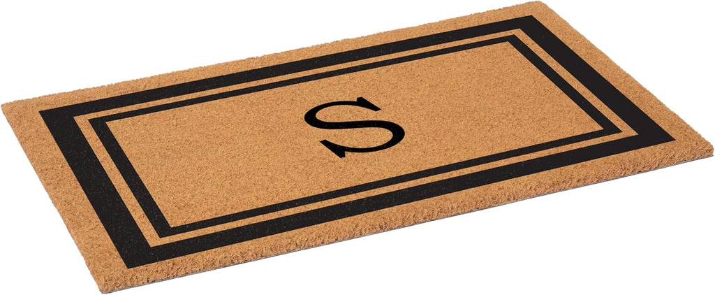 152962436S Black Border 24" x 36" Monogram Doormat, (Letter S)