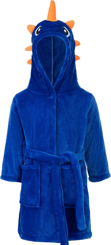 Dinosaur Boys Girls Fleece Hooded Robe Kids Toddler Warm Fuzzy Cartoon Dino Bathrobe