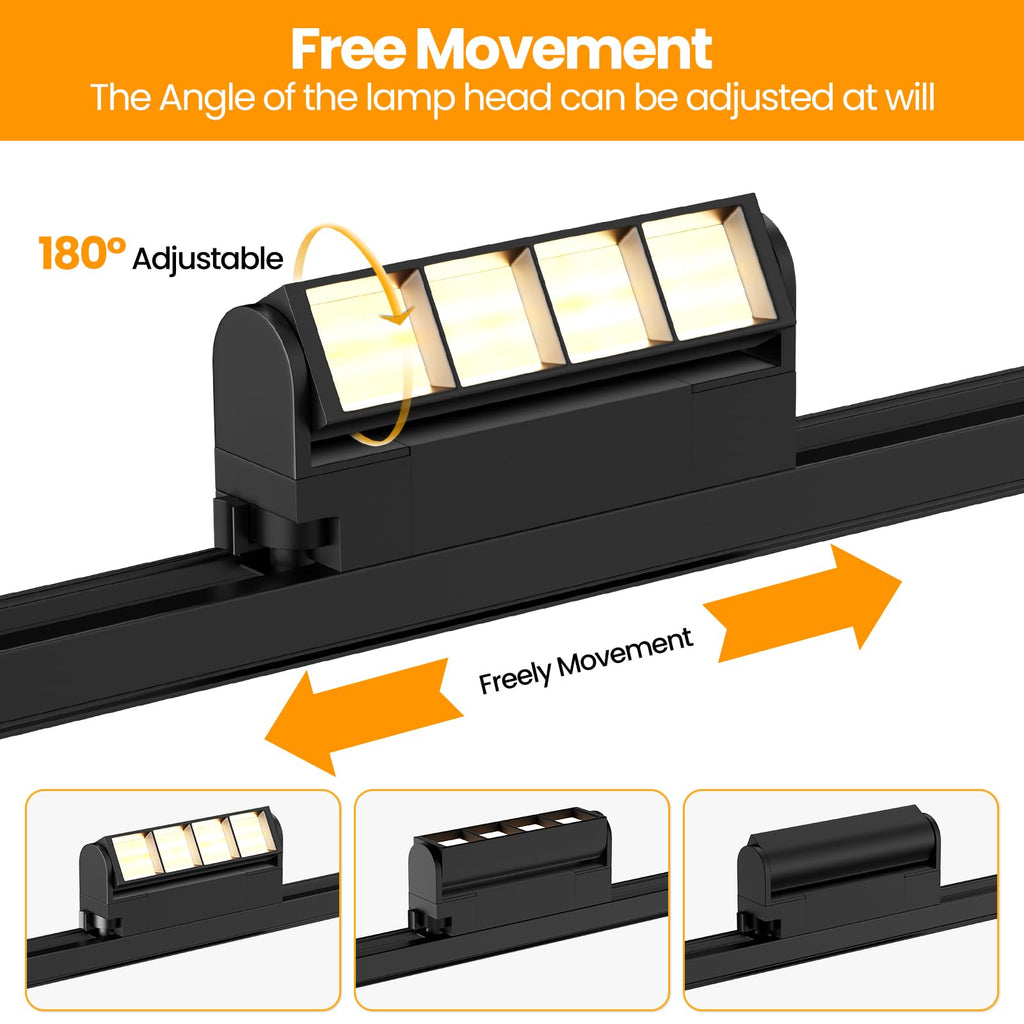 5 Color Linear H Track Lighting Heads Dimmable, 12W 3 Pack, Black