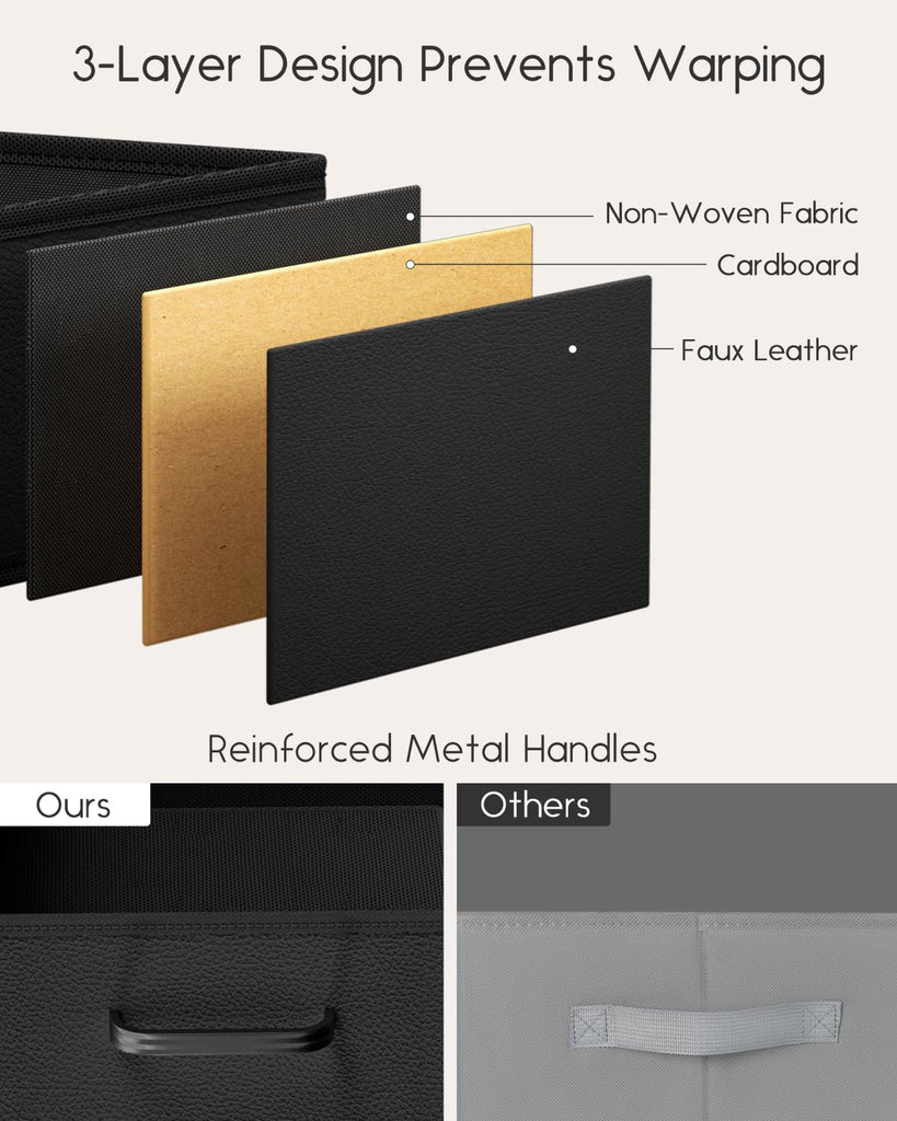 Stackable Storage Drawers - 2 Tier Closet Organizer with Metal Frame and Handles, Fabric Dresser with Collapsible