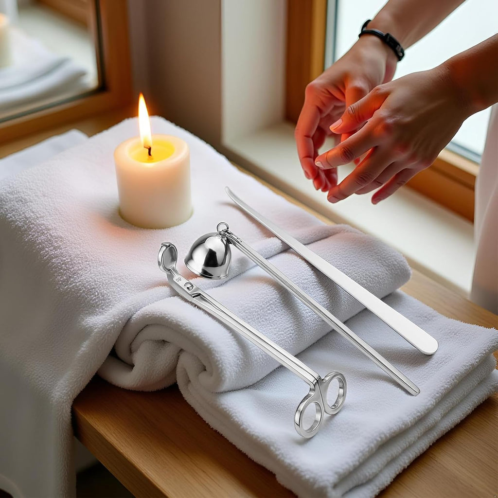 3 in 1 Candle Accessory Set, Candle Wick Trimmer Cutter, Snuffer, Dipper, Wick Care Kit with Trimmer, Dipper
