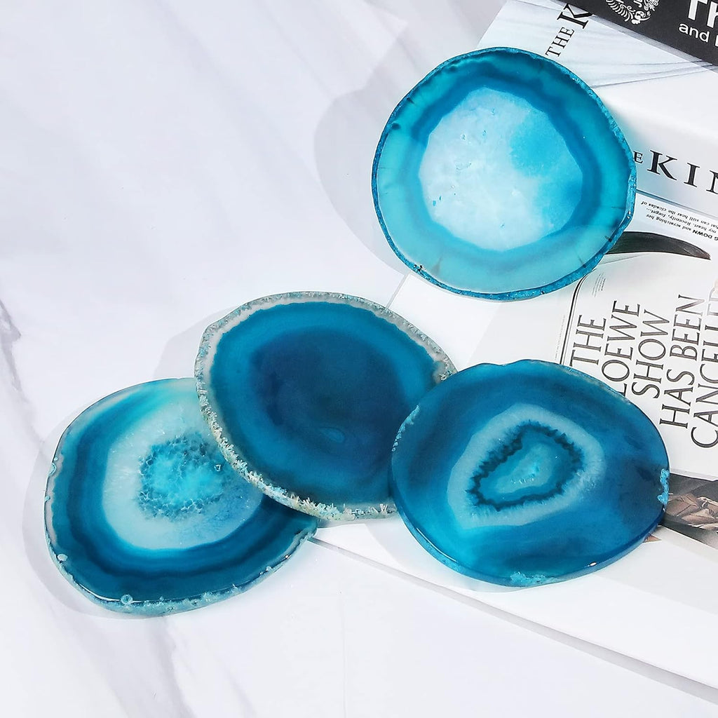 Blue Agate Coaster for Coffee Table - Set of 4
