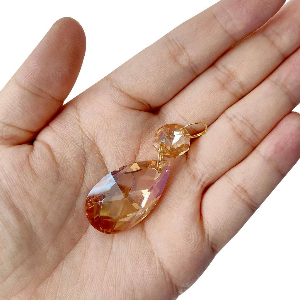 Teardrop Crystal Chandelier 160mm x 38mm Pink 6 Pack