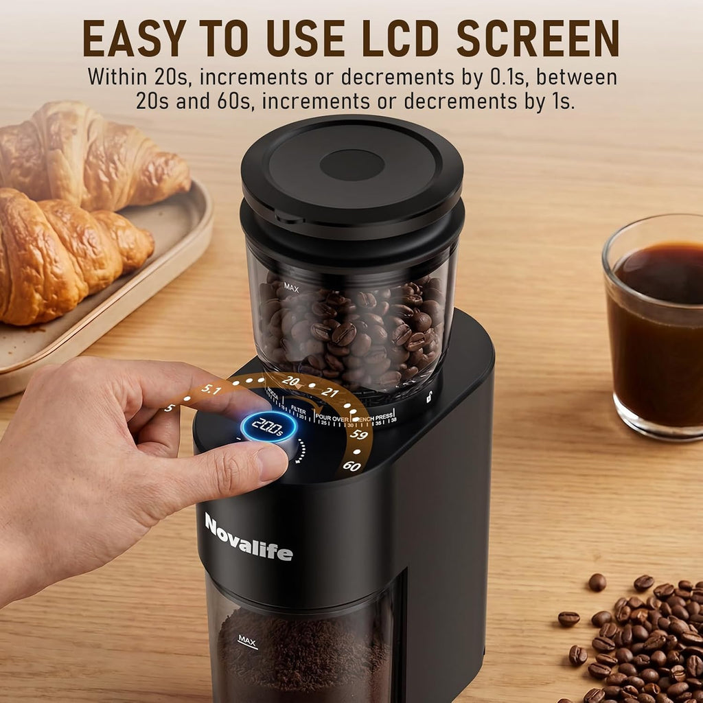 Coffee Grinder, Electric Coffee Bean Grinder with Anti-Static Design, 38 Settings Burr Grinder, 60S Timer, Espresso
