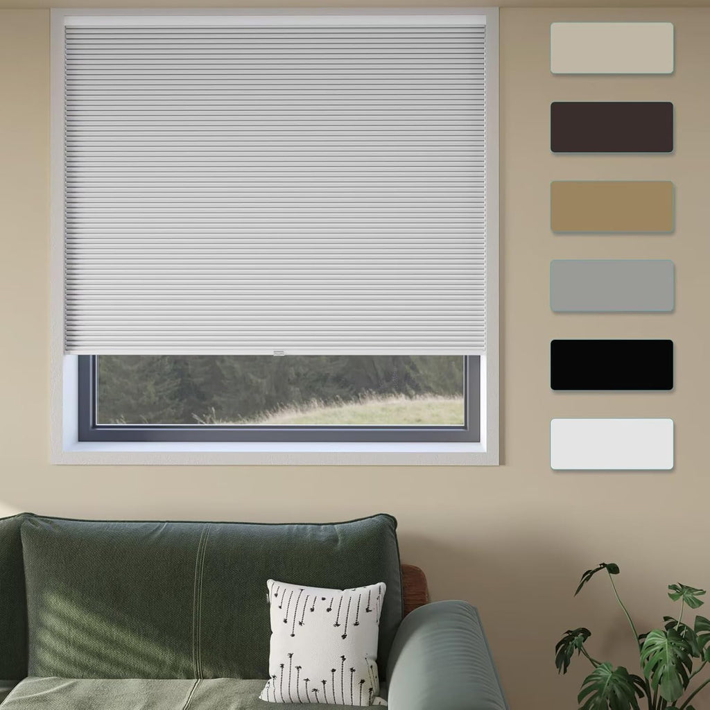 Cordless Cellular Window Shades No Tools No Drill Blackout Blinds for Indoor Windows Size X 72" Height White Room