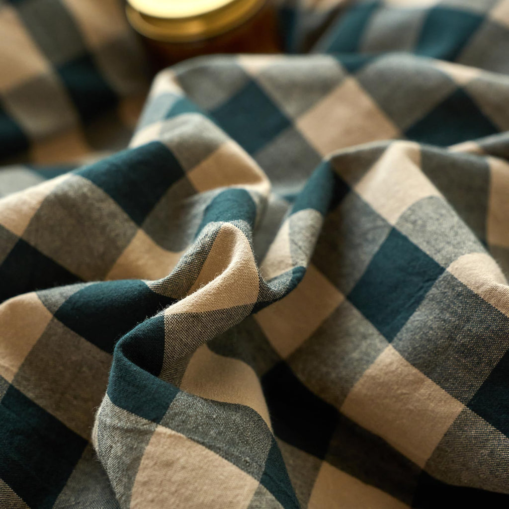 Boho Washed Cotton Plaid Duvet Cover Checkered Bedding