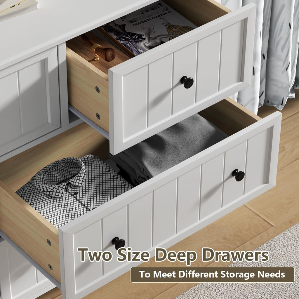 Farmhouse 10 Drawers Dresser, White Dresser Chest of Drawers