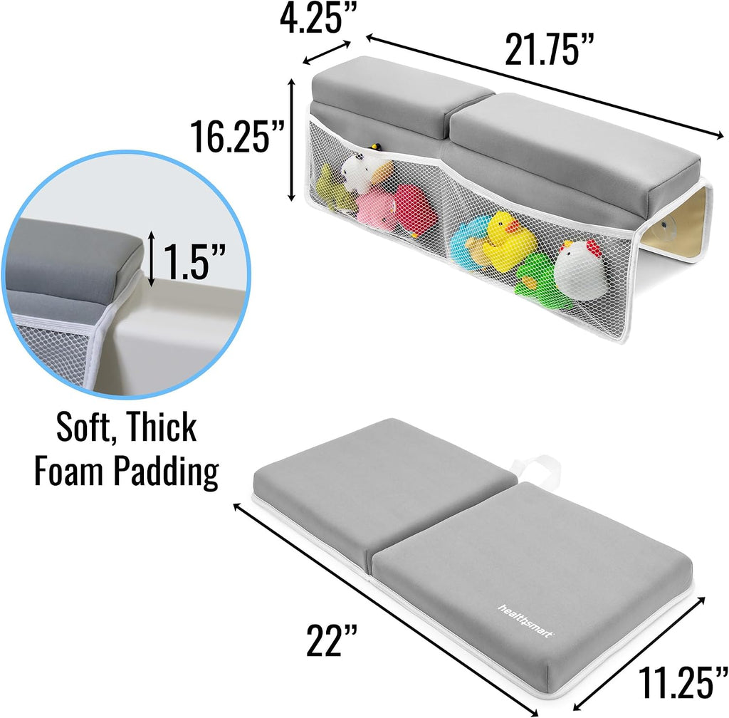 Bath Kneeler and Elbow Rest Pad Set - Ultra-Thick, Non-Slip, Water-Resistant & Machine-Washable with Toy Organizer