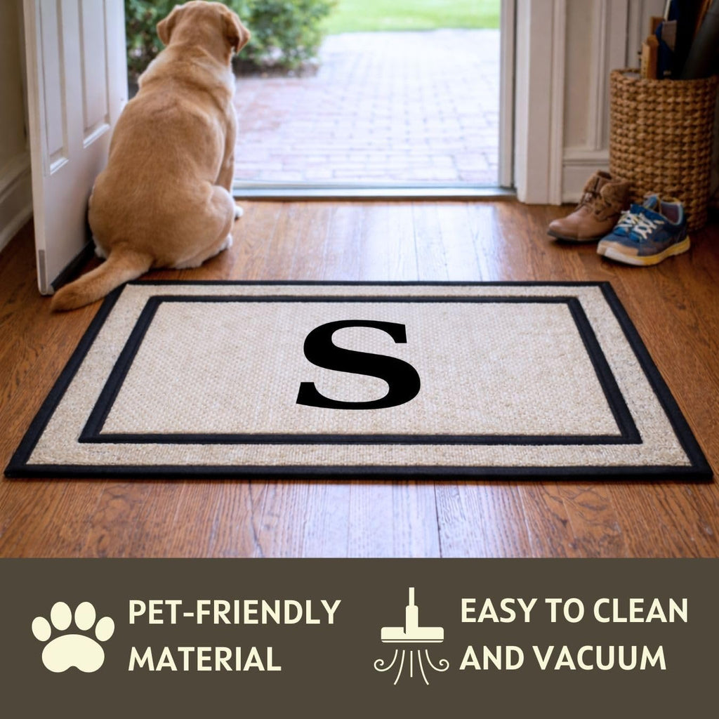Custom Indoor and Outdoor Door Mat 18x30 Inch - Personalized Letter Monogram Doormat with Non-Slip Rubber Backing and