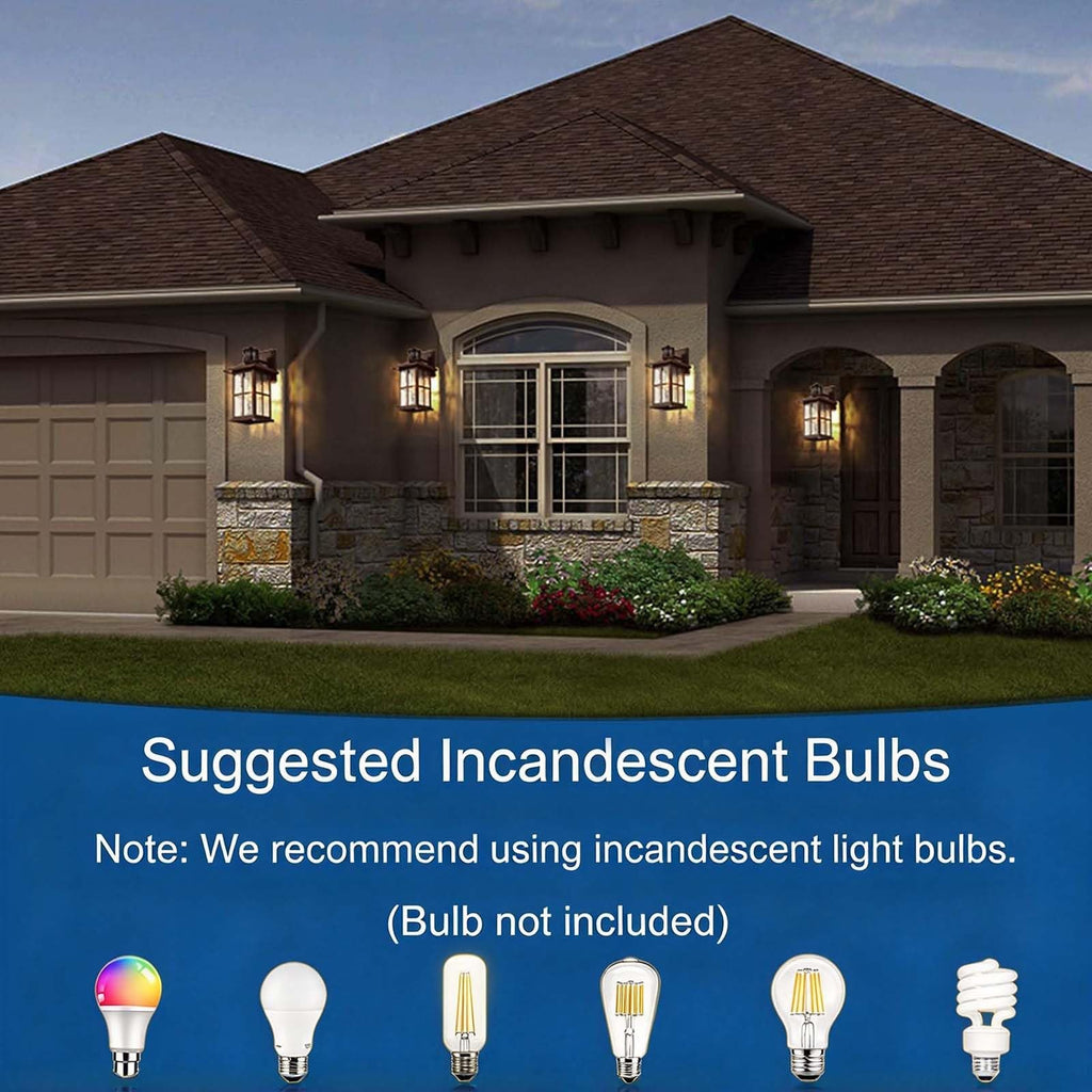 2 Pack Motion Sensor Outdoor Wall Lights Dusk to Dawn Exterior Porch Lantern Brown Outside Sconce Lighting Fixtures