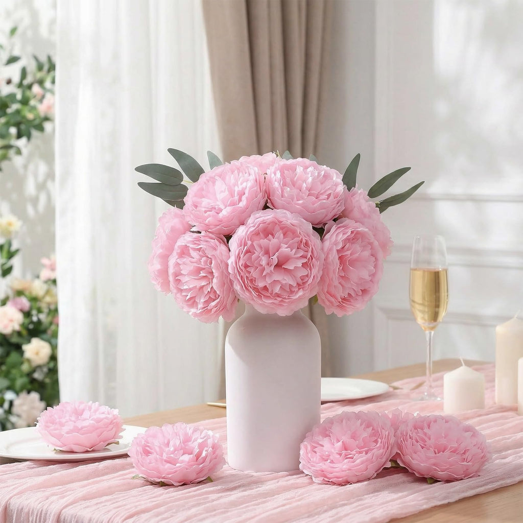 50 Pcs Flowers Artificial Peony Rose Heads for Wedding, Pink