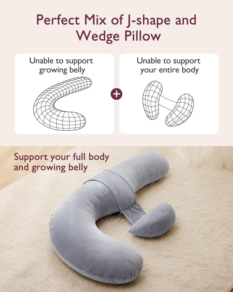 Original F Shaped Pregnancy Pillow with Adjustable Wedge Pillow