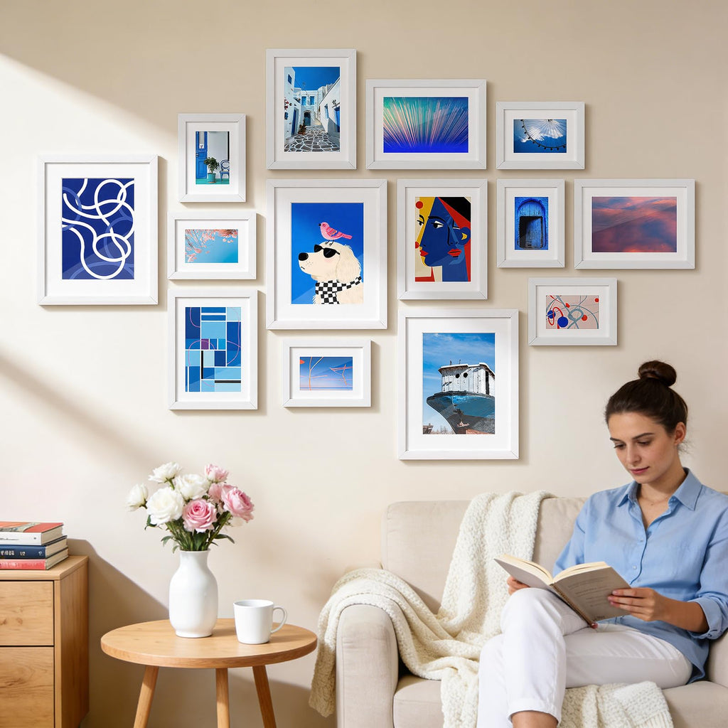8x10 Picture Frames Set of 10, Wall or Tabletop Display, White