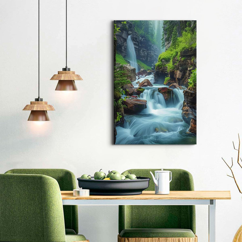 Zen Wall Art Nature Waterfall Wall Decor Office Decor National Park Canvas Picture Glacier Virginia Falls Landscape