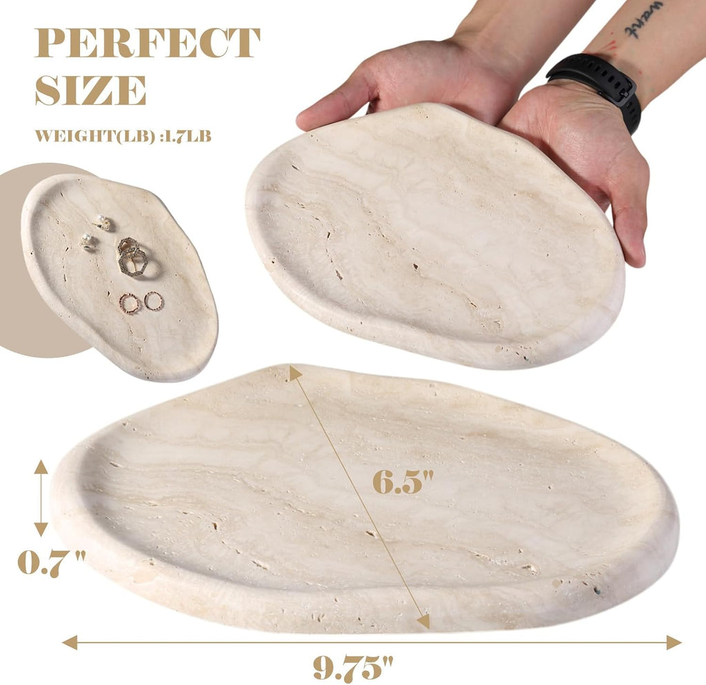 Marble Jewelry Tray Trinket Dish, Decorative Cloud Vanity Key Tray for Women, Perfume Ring Holder Dish for Ring