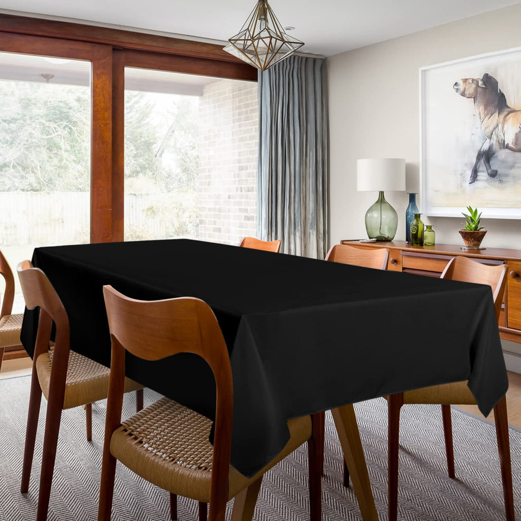 2 Pack Black Tablecloths 60x102 Inch for 6 Feet Rectangle Tables