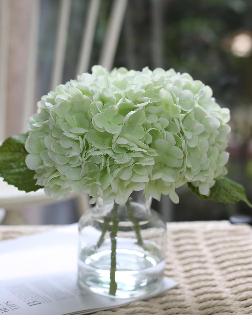 Hydrangea Artificial Flowers in Vase, Dining Table Centerpiece