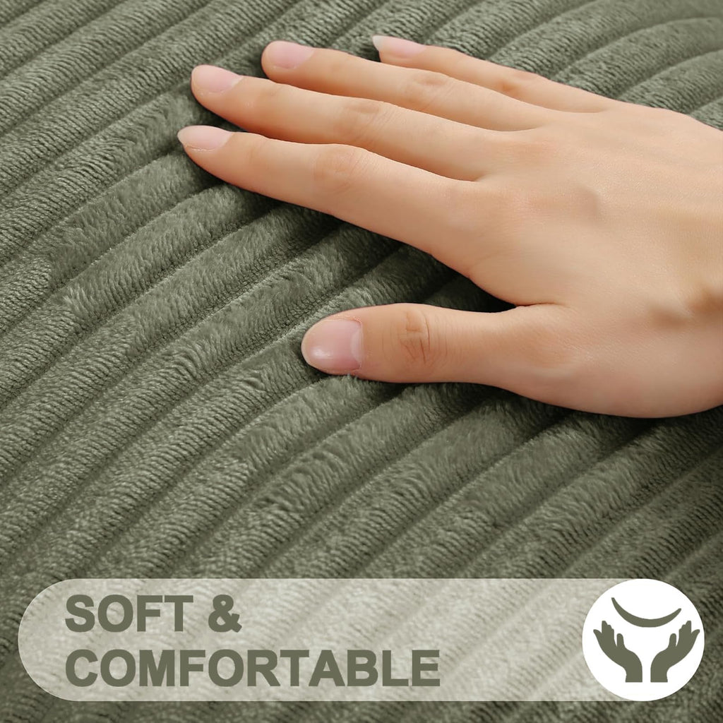 Fall Soft Olive Green Flannel Throw Pillow Covers 20X20 Set of 2