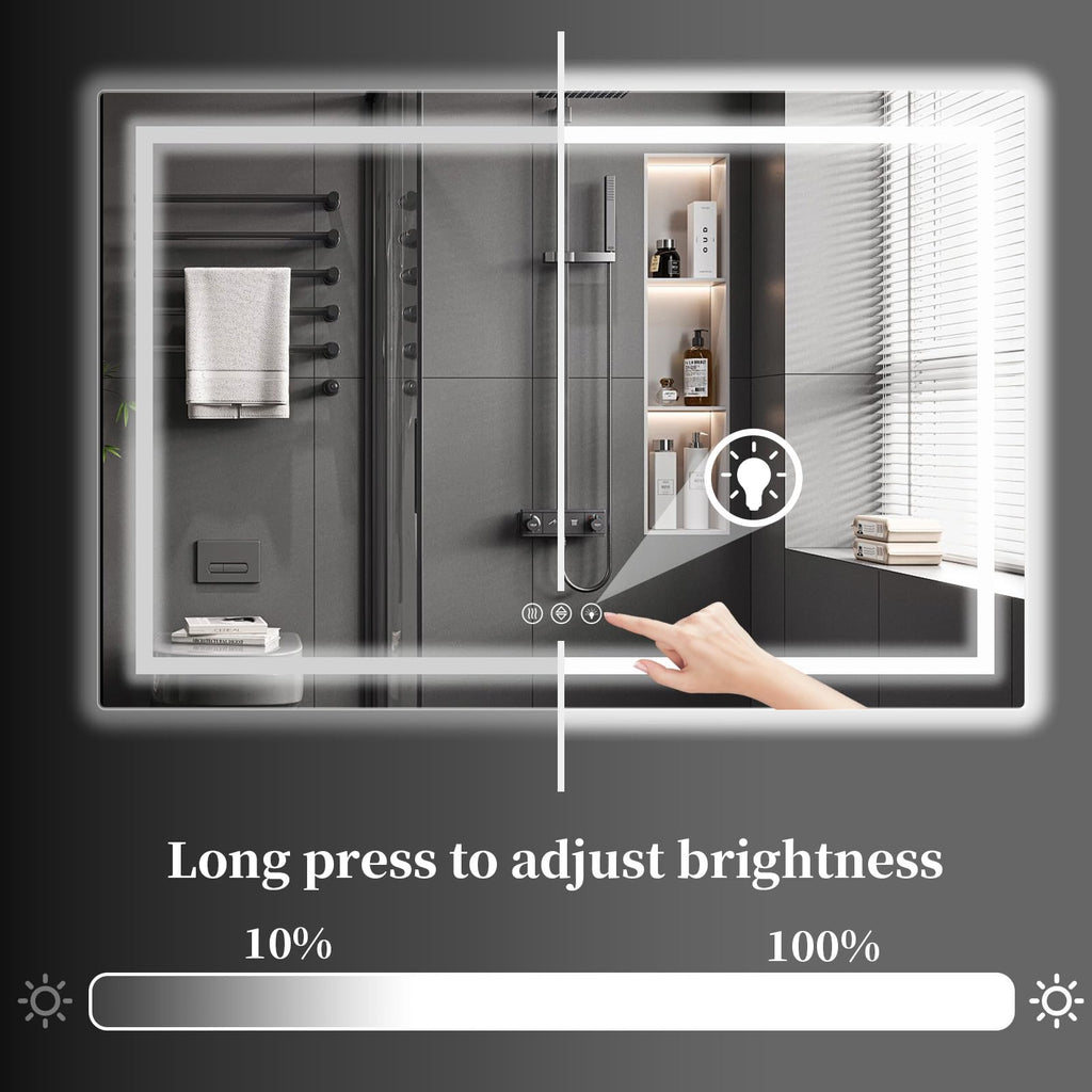 60x36 LED Bathroom Mirror, Shatterproof Mirror with Light