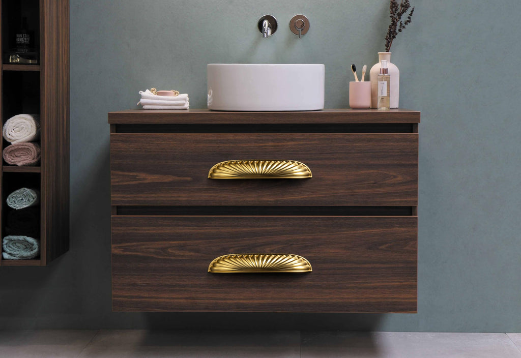 Modern 5''Hole Centers Brushed Gold Cabinet Pulls, Accessible Luxury Zinc Alloy Din Cup Cabinet Pulls with Mordern