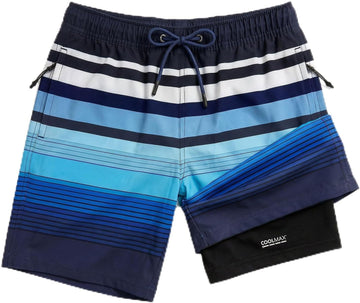 Boys Swim Trunks with Compression Liner, Quick Dry Swim Shorts