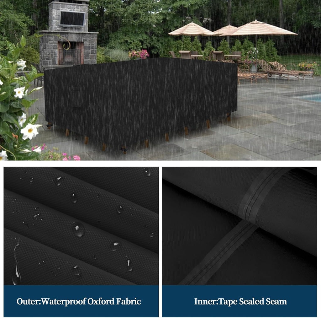 Rectangle Patio Furniture Cover Waterproof Outdoor Dining Table and Chair Cover Anti-UV Outside Sectional Sofa Set